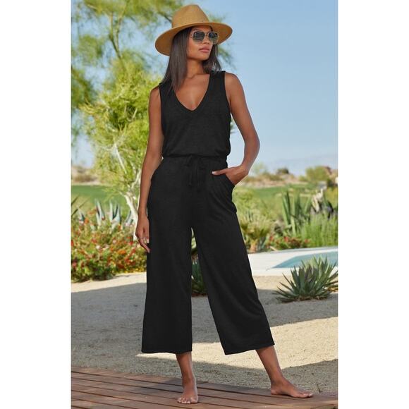 Becca Rebecca Virtue Beach Date Wide Leg V-Neck Coverup Jumpsuit - Picture 1 of 10